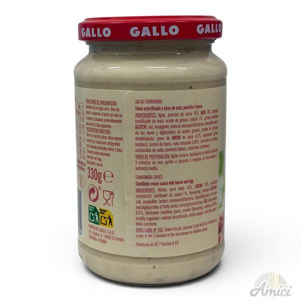 Соус Gallo Carbonara con Panceta Huevo y Nata 330g 8410069016904 фото