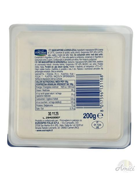 Сир Pascoli Italiani Dolcetto Mascarpone e Gorgonzola 200g, 200