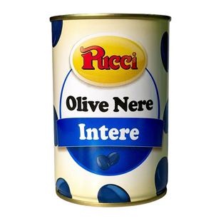 Оливки Pucci Olive Nere Intere чорні з кісткою 400г 8001995303727 фото