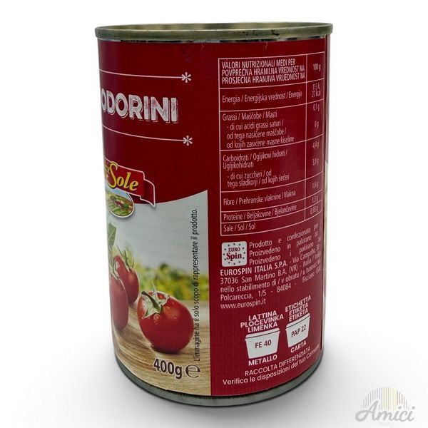 Помідори у власному соці Delizie dal Sole Pomodorini 400g 8017596010254 фото