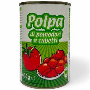 М'якоть томатів Polpa di pomodori a cubetti подрібнена 400г 8017596061218 фото