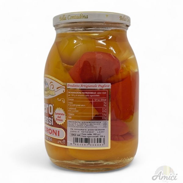 Перець консервований Bella Contadina i Zero Grassi Peperoni 950g 8054597336043 фото