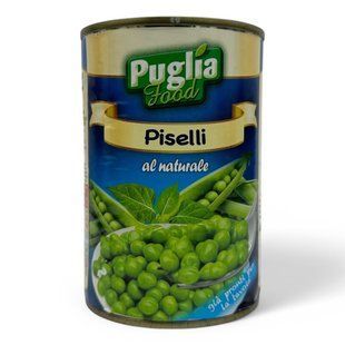 Горошок консервований Puglia Food Piseli al Naturale 400g 8057681771752 фото