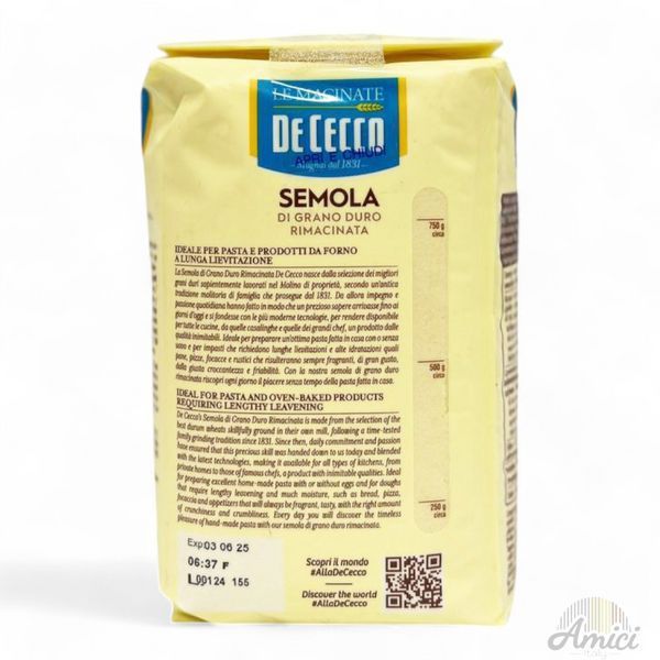 Борошно De Cecco Semola Grano Duro Rimacinata 1 кг 8001250861764 фото