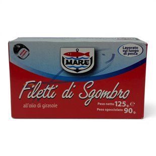 Скумбрія Mare Filetti di Sgombro all'olio di girasole 125g 8024045125100 фото