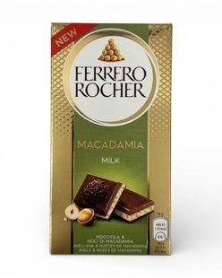 Шоколад молочний Ferrero Rocher з фундуком та макадамією 90g 8000500447833 фото