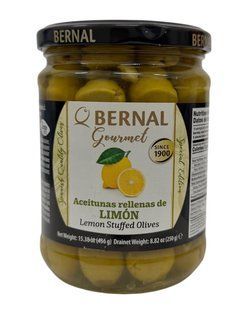 Оливки Bernal gourmet фаршировані лимоном 436g 8428391985126 фото