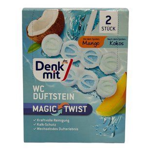 Підвіска для унітаза Denkmit WC Duftstein Mango Kokos 2 St 4066447791617 фото