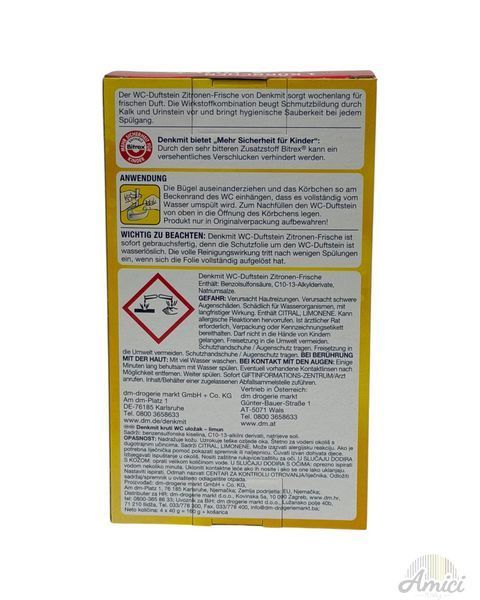 Підвісний блок для унітаза DenkMit WC Duftstein Lemon 160g 4010355198341 фото